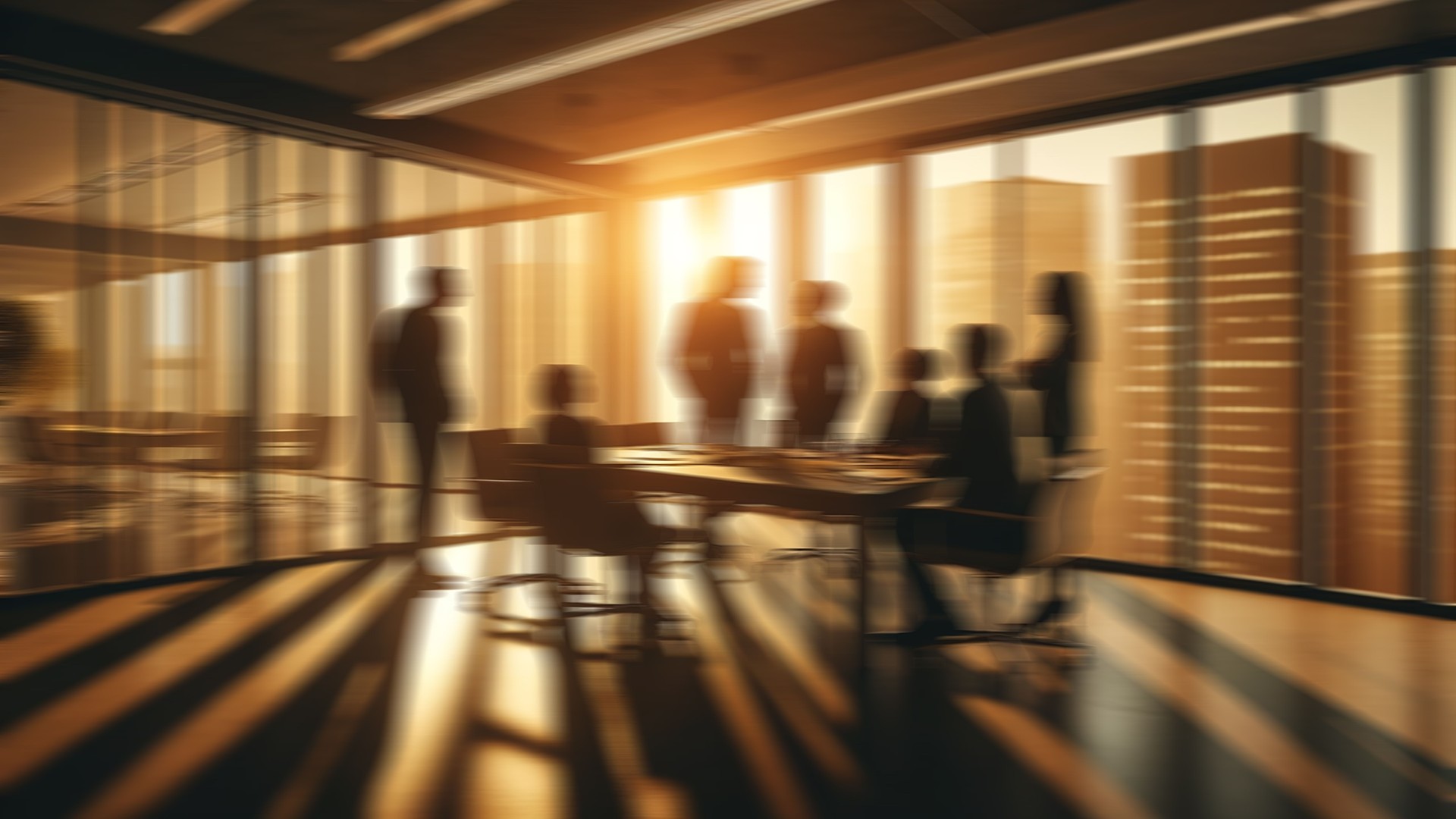 Business people at meeting in office, blurry working space with defocused effect, blurred motion business background